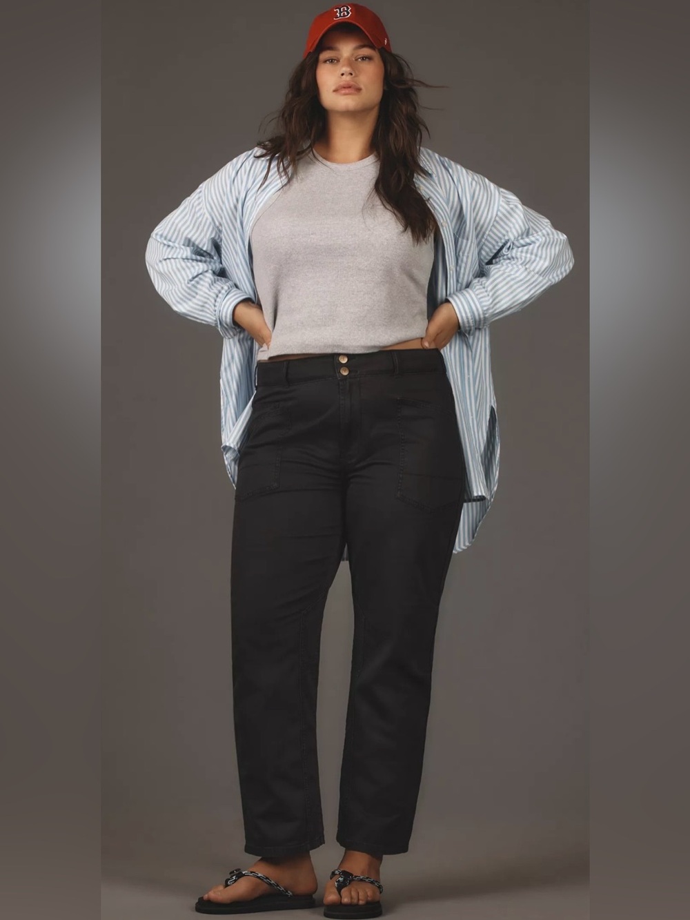 Anthropologie Pilcro Black Moto Seam Carpenter Pants Women’s Size 34 Faded Wash